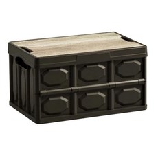 小麥購物 木蓋收納箱 37.5 x 25 x 21cm 882g 18L, 經典黑, 1個