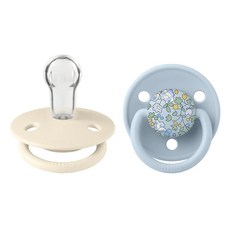 BIBS Liberty De Lux 圓形矽膠奶嘴2個組, 1套, 0~18個月, 寶貝藍