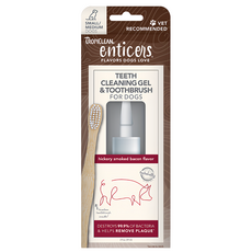 TROPICLEAN 巧倍麗 鮮呼吸 Plus+ 潔牙中小型竹牙刷組 胡桃木燻培根口味, 59ml, 1組