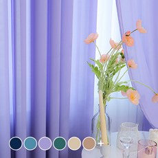 Maison Textile 彩色室內裝飾 彩色雪紡飄逸窗簾, 淺紫色