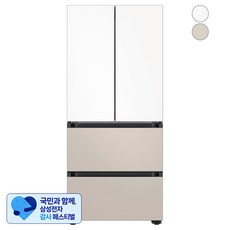 [삼성 감사 페스티벌] [색상선택형] 삼성전자 비스포크 420L 4도어 냉장고 AI 김치플러스 키친핏 방문설치, 새틴화이트 + 새틴베이지, RQ42DB94R3AP