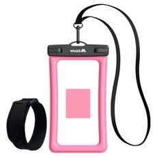 밸류엠 4중 잠금 대형 스마트폰 방수팩 + 넥스트랩 + 암밴드, 1개, 핑크