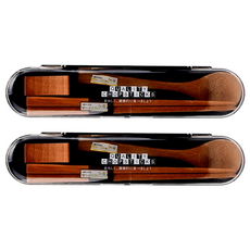 上龍 雅居筷盒組-金檀 天然竹木餐具, 金檀, 湯匙 + 筷子 + 收納盒, 2組