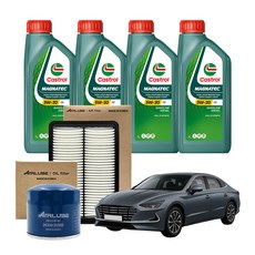 캐스트롤 마그네틱 5W-30 엔진오일세트 출장교체, 1세트, 현대, LF쏘나타 뉴라이즈 2014년~2019년 LPG 2.0 LPI