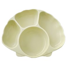 tgm 粉彩白金矽膠貝殼吸盤餐盤, 橄欖綠, 1個