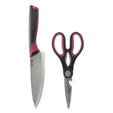 Tefal 特福 不鏽鋼系列刀具剪刀2件組 K250S225 紅色, 刀 + 剪刀, 1組