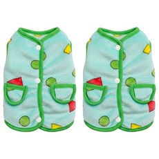 毛絨馬甲 2件, 綠色菱格, 1組