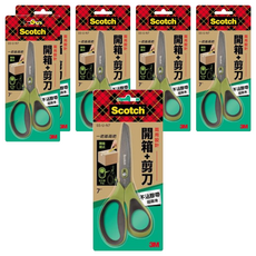 3M Scotch 二合一開箱剪刀, 7吋, 特殊塗層，防止膠帶黏附，使用更順暢，省力設計, SS-U-N7, 6支