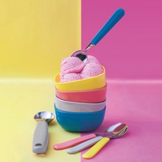 트라몬티나 믹스컬러 아이스크림 9p세트 25099942, 블루, 라이트 그레이, 핑크, 옐로우, 그릇 4p + 스푼 4p + 스쿱