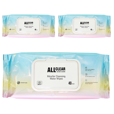더페이스샵 올클리어 미셀라 클렌징 워터 티슈, 40매입, 3개