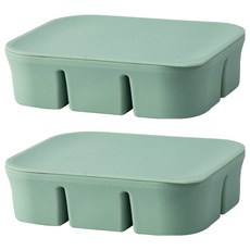 矽膠副食品分裝盒 6格 160g 2個 15 x 12 x 4cm, 綠色, 400ml, 1組