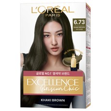 로레알파리 엑셀랑스 파리지앵 시크 라이트닝 톤업 염모제, 6.73호 카키 브라운, 1개