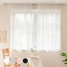 The Zari 雪紡紗窗簾 2入+窗簾綁帶+窗簾掛勾, 白嫩
