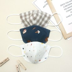 VIDANGIL 孩童印花3D立體棉口罩3入組