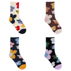 GGRN 女性時尚圖案襪4件組