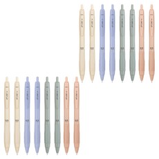 JAVAPEN Jetline biz 復古原子筆 4款 x 2入組 0.7mm, 2套, 藍色, 黃色, 橄欖綠, 蜜桃色