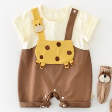 스타도어 유아용 기린 멜빵 반팔롬퍼