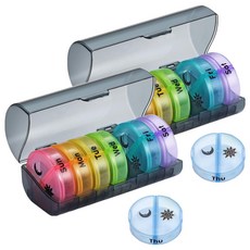 大容量14格7日保健品藥品分裝藥盒 - 獨立格子 密封卡扣 防潮防變質防串味, 2盒