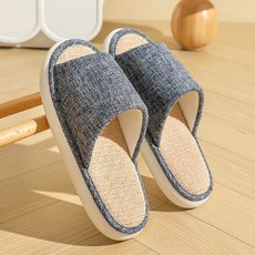 Axis 艾克思 加厚底透氣亞麻靜音防滑室內拖鞋 男女通用 灰色, 42~43, 1雙