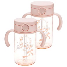 Richell 利其爾 Asta幼兒用吸管杯 200ml, 2個, 320ml, 珊瑚粉