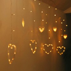 ASPASIA 愛心星星窗簾USB燈串, 混合顏色, 1個