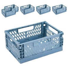 小麥購物 摺疊收納籃, 中(20.5 x 14.7 x 9.3cm), 霧霾藍, 6個