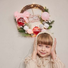 ASPASIA Delicia緞帶聖誕花圈, 粉紅色, 1個