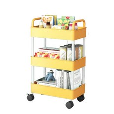 제이밀 이동식 북카트 책꽂이 3단, 옐로우
