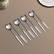 윌리브 국산 304스텐 마노아 수저세트, 매트실버, 숟가락(4P) + 젓가락(4P), 1세트