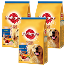 Pedigree 寶路 成犬專用 乾糧, 雞肉+蔬菜, 1.5kg, 3袋