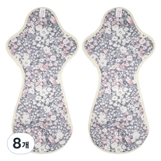 eechae 一體式特級夜用棉衛生棉 灰色花朵, 8個, 1入, 夜用加長