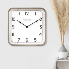 PRESENTIME 現代復古方鐘 40.8公分 靜音掃秒機芯 塑膠/玻璃/鋁針材質, 淺橡木