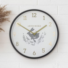 Artichoke 掛鐘 T10144B57-I05 9吋, 燙金野兔 黑色 + 白色