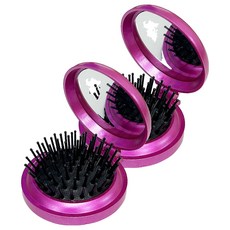 便攜式梳子鏡子折疊一體成型, 2個, 紫色