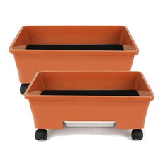 플라팜 베란다 바퀴포함 이동식 텃밭화분 20L 2p, 브라운, 2개