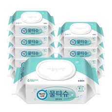 깨끗한나라 편백민트 물티슈 캡형, 80매, 10개