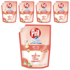 프릴 맑은 식초 산뜻한 자몽향 주방세제, 1L, 5개