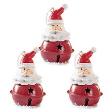 Homeflow 坐姿娃娃聖誕樹裝飾品 22g, 紅色聖誕老人鈴鐺, 3個