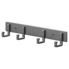 免鑽孔黏貼式多用途壁掛掛鉤衣架 4鉤, 灰色, 1個