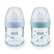 NUK Nature Sense 玻璃奶瓶 120ml + S1-S 奶嘴 2p, 0-6個月, 隨機出貨