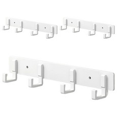免鑽孔黏貼式多用途壁掛掛鉤衣架掛衣架 4鉤, 白色, 3個