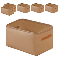 鋼架衣物收納箱 可摺疊 立體設計, 卡其色, 特大 48 x28 x25cm, 6個