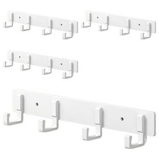 免鑽孔黏貼式多用途壁掛掛鉤衣架掛衣架 4鉤, 白色, 4個