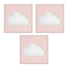 vanibaby 可裁切3D立體防撞壁貼組 (S型), 粉底白雲, 3片