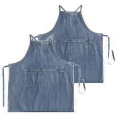 Jubiu 綁帶牛仔圍裙, 深藍色, 2件