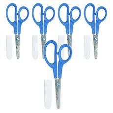 CANARY 長谷川刃物 兒童左手剪刀 C-150L 150mm 帶蓋安全, 藍色, 5個