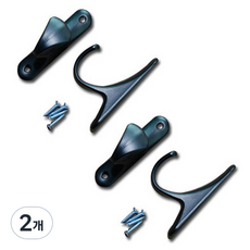 SUNDECO 金屬窗簾綁帶掛鉤 2入 + 螺絲 4入, 黑色, 2個