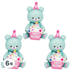 joyparty 站立式空氣氣球 生日熊 57cm, 6個, 薄荷綠