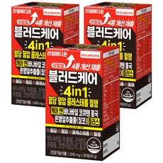 리얼메디온 블러드케어 4in1 혈당 혈압 콜레스테롤 혈행 케어 엔 바나바잎 코큐텐 홍국 은행잎추출물 징코 플러스 30g, 3개, 30정 3개, 30정
