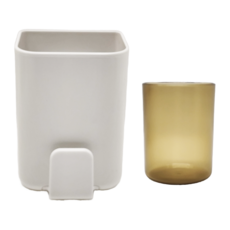 懶角落 壁掛漱口杯置物架杯 透明菜色杯套裝 ABS材質, 透明茶色, 1個